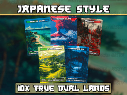 True Dual Lands - Japanese style Dual Lands set of 10 - Unique Full-art Custom Magic proxies - High Quality Lands for your favorite Decks!