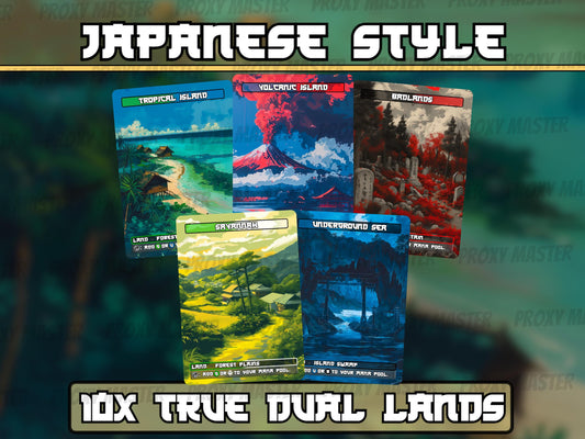 True Dual Lands - Japanese style Dual Lands set of 10 - Unique Full-art Custom Magic proxies - High Quality Lands for your favorite Decks!