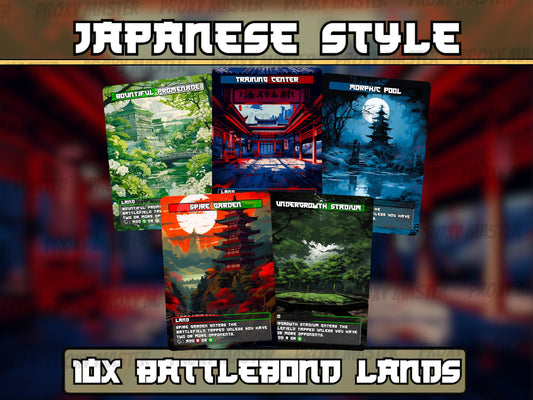 Battlebond Lands - Japanese style Bond lands set of 10 - Unique Full-art Custom Magic proxies - High Quality Lands for your favorite Decks!