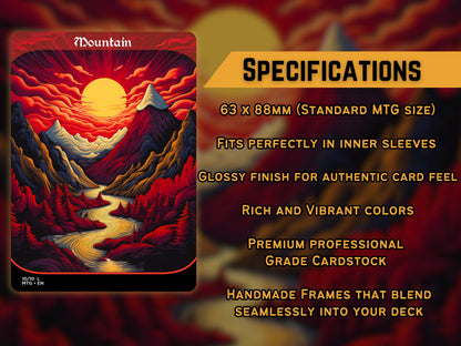 Acid Lands Series - Psychedelic Mountains set of 10 - Unique Full-art Custom Magic proxies - High Quality Basic Lands for all formats!