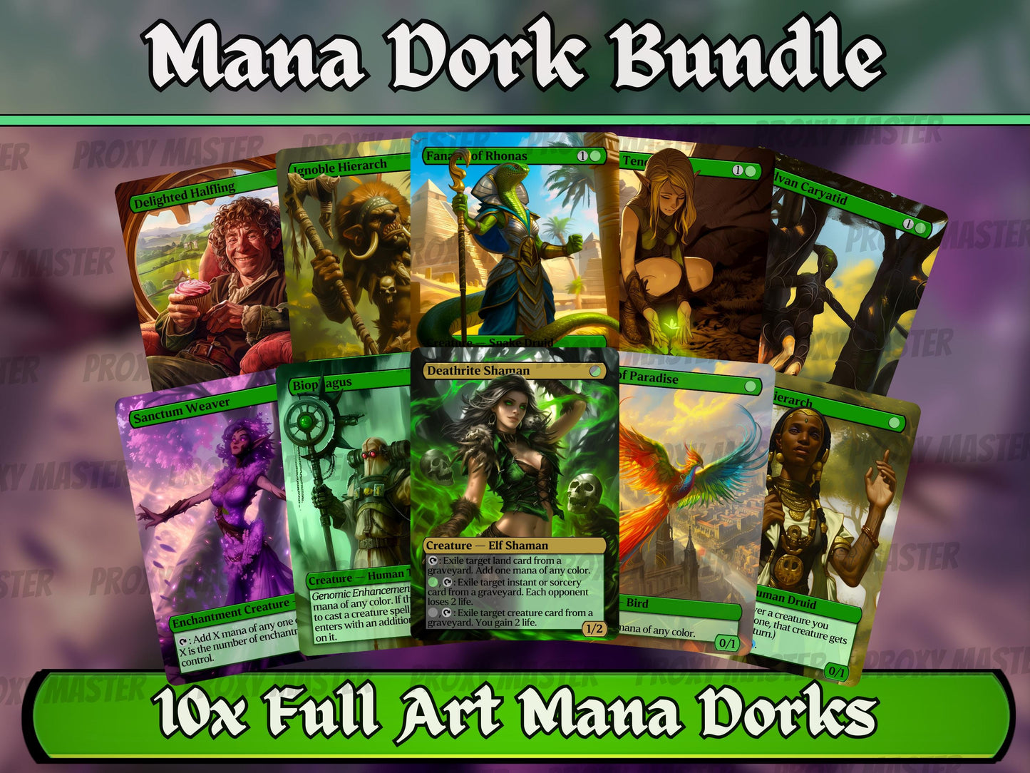 Mana Dork Proxy Bundle - Set of 10! - Custom Magic Proxies - Full art 3d frame break art! High Quality Cards for your Edh Decks!