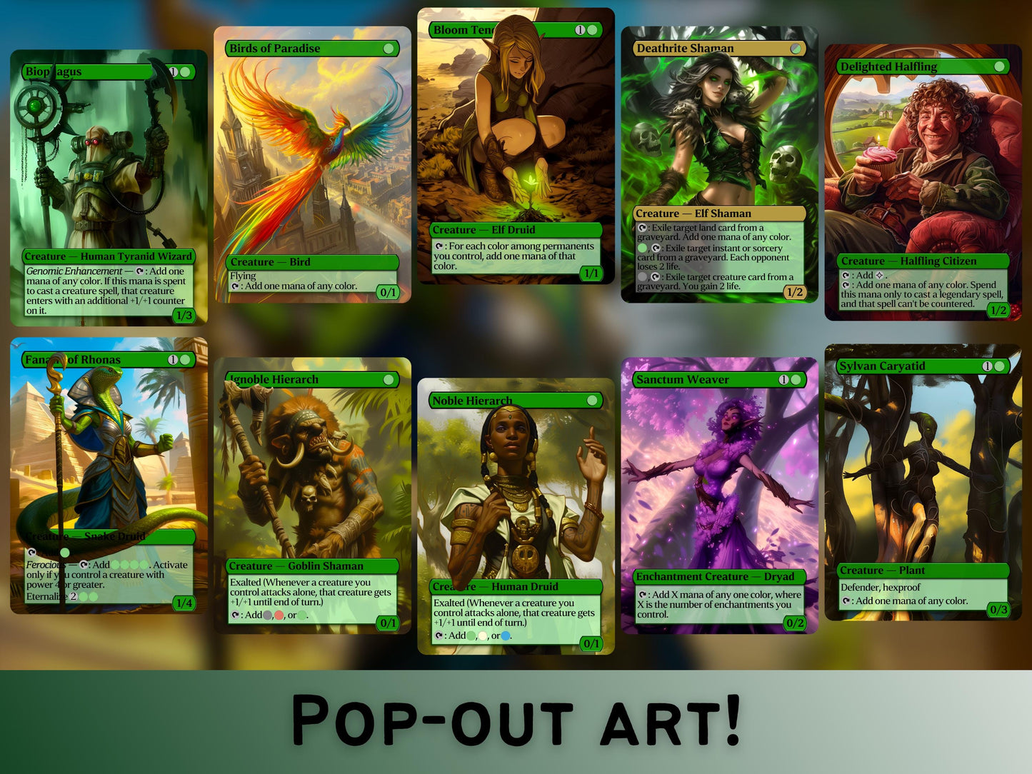 Mana Dork Proxy Bundle - Set of 10! - Custom Magic Proxies - Full art 3d frame break art! High Quality Cards for your Edh Decks!