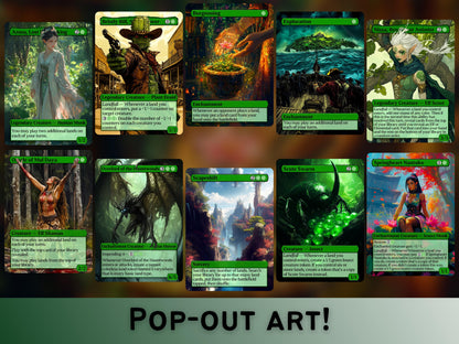 Landfall Bundle - Green Commander Upgrade Pack - Set of 10 + 1 cards! - Full-art Custom Magic Proxies - Great cards for all your decks!