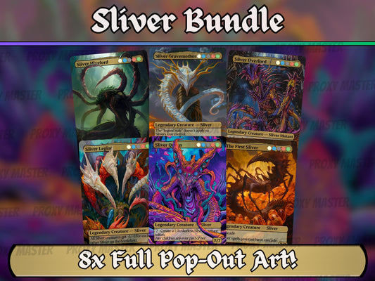 Sliver Bundle - Sliver Tribal Commanders - Set of 6 + 2 cards - Unique Full-art Custom proxies - Gorgeous cards for your favorite deck