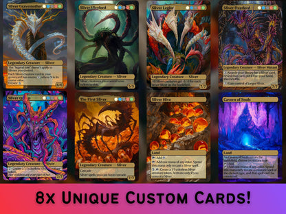 Sliver Bundle - Sliver Tribal Commanders - Set of 6 + 2 cards - Unique Full-art Custom proxies - Gorgeous cards for your favorite deck