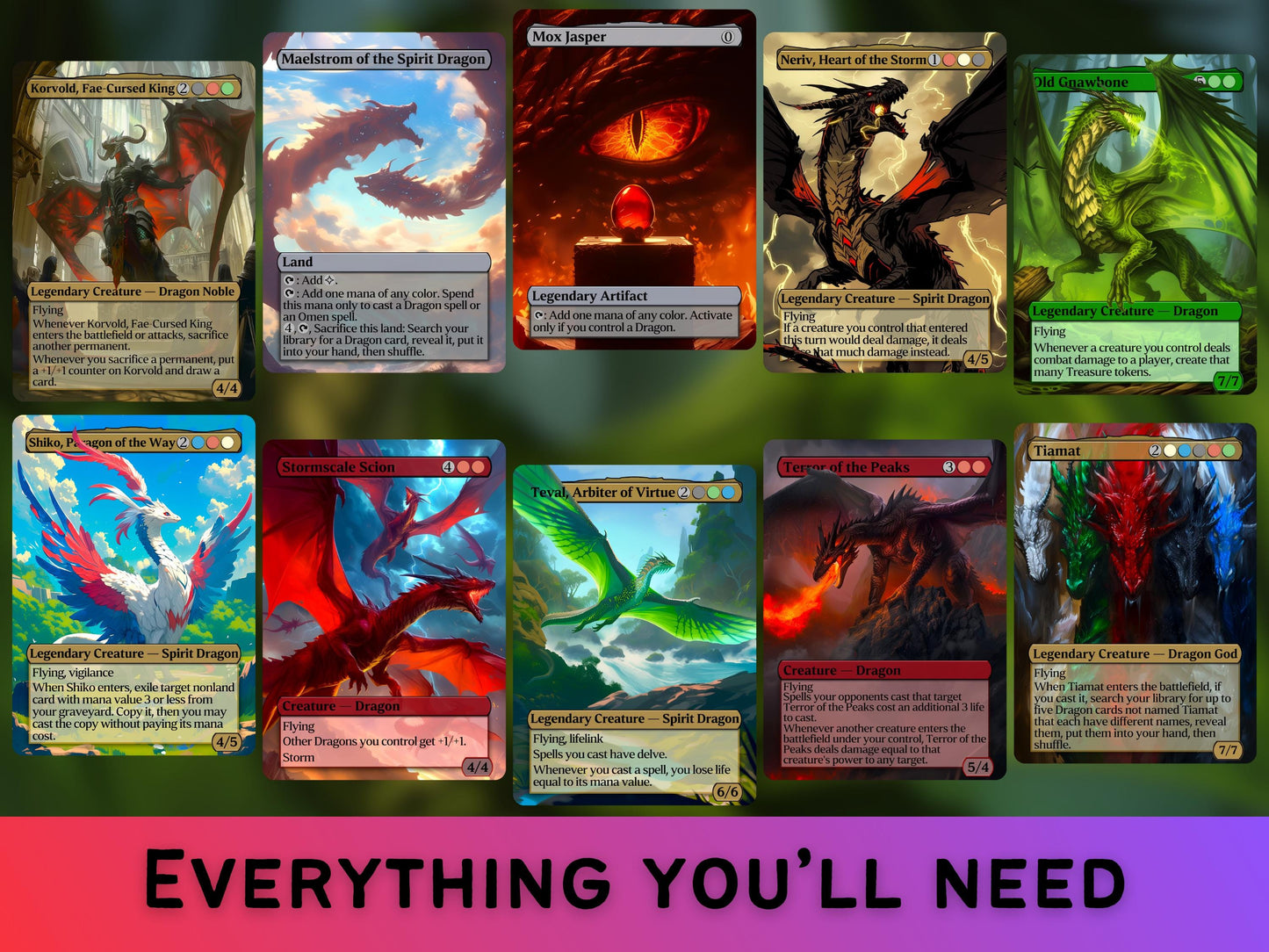 Big Dragon Bundle - Set of 22 cards - 7 Card Tribal Upgrade - Unique Full-art Custom proxies - Gorgeous cards for your favorite deck!