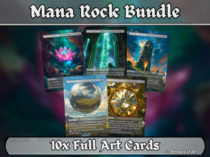 Mana Rocks Magic Fantasy Style - Set of 10 Mana Rocks + 2 Bonus Card! - Unique Full-art Custom Magic proxies - Staple Cedh Mana Rocks!