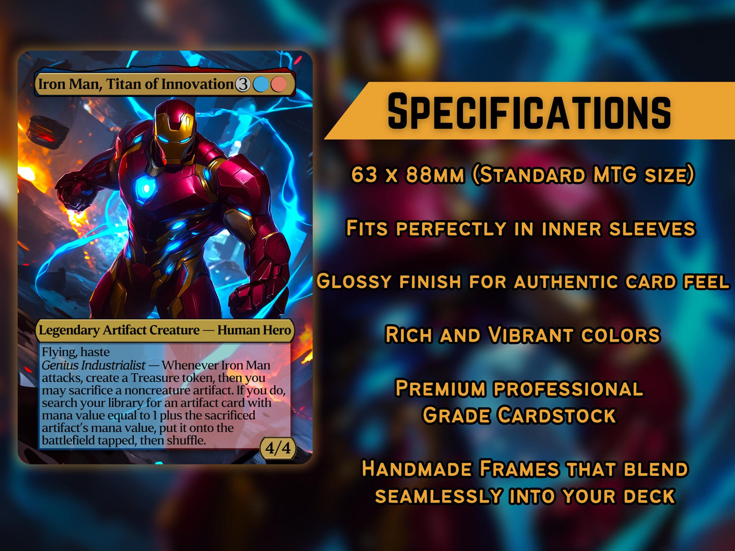Iron Man, Titan Of Innovation 6 + 1 Card Upgrade Proxy Pack - Secret Lair Pop-Out Commander Series - Cards for your favourite Marvel Decks!