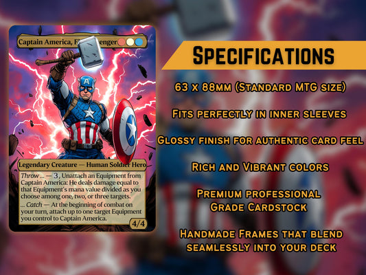 Captain America, First Avenger 5 + 1 Card Upgrade Proxy Pack - Secret Lair Pop-Out Commander Series - Cards for your favourite Marvel Decks!