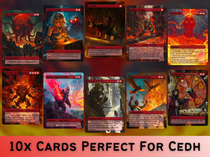 Red Commander Staples Complete Bundle - Set of 20 + 1 Red Cards! - 21 Unique Full-art Custom Magic proxies - Cards for your favorite decks!