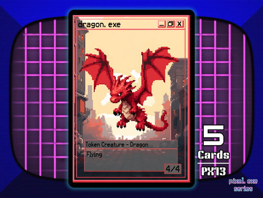 5x Dragon 4/4 Flying Red MTG Token - Pixel Tokens by Teddy PX13