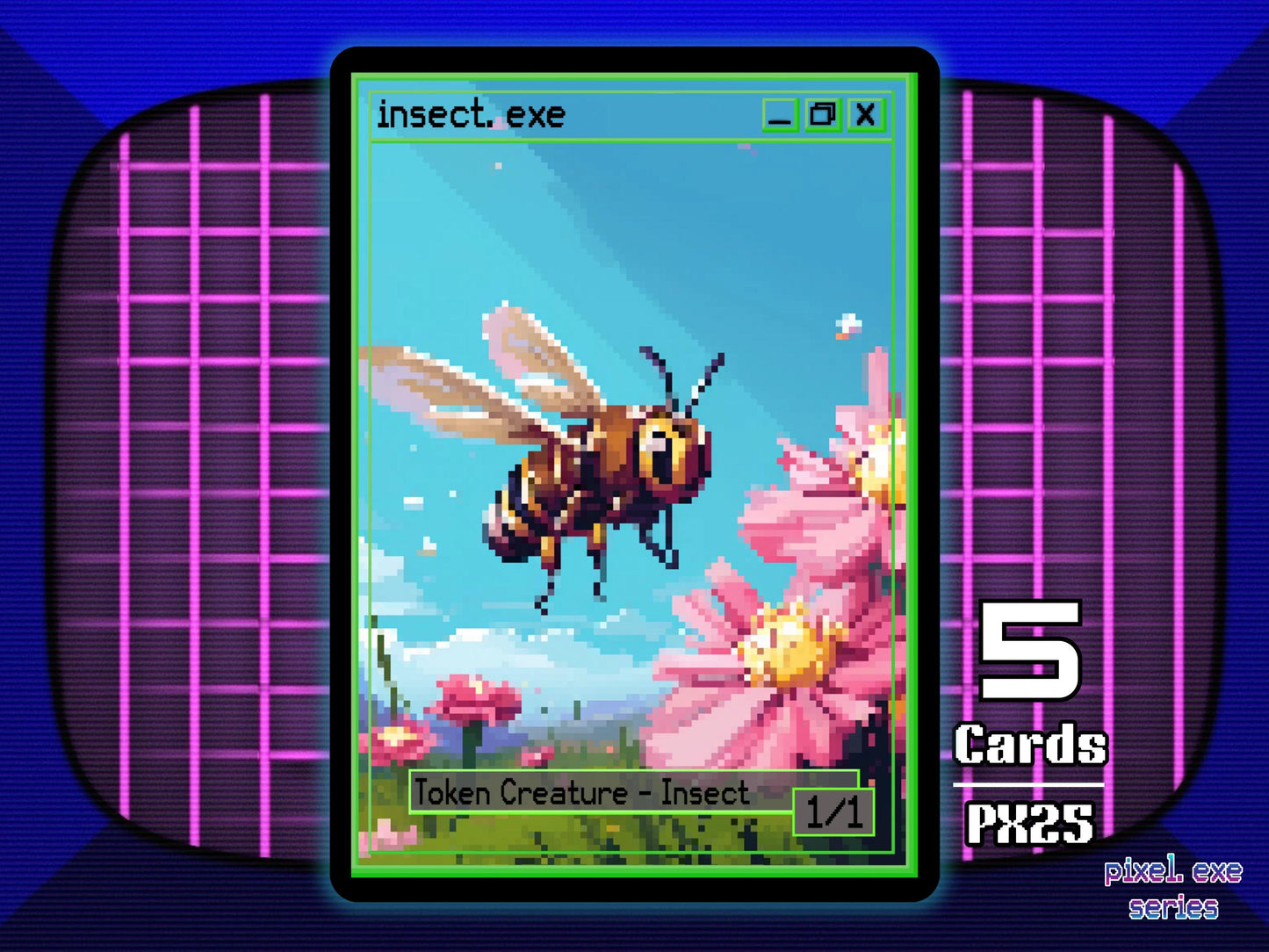 5x Insect 1/1 Green MTG Token - Pixel Tokens by Teddy PX25