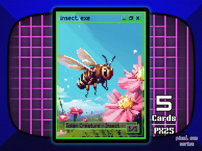 5x Insect 1/1 Green MTG Token - Pixel Tokens by Teddy PX25