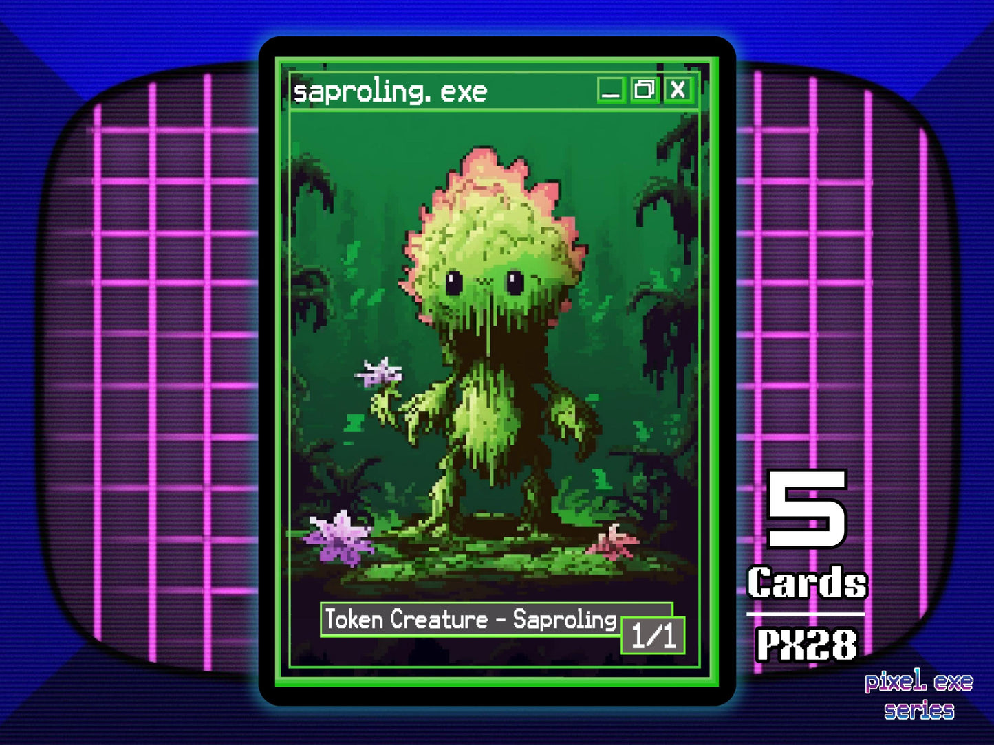 5x Saproling 1/1 Green MTG Token - Pixel Tokens by Teddy PX28