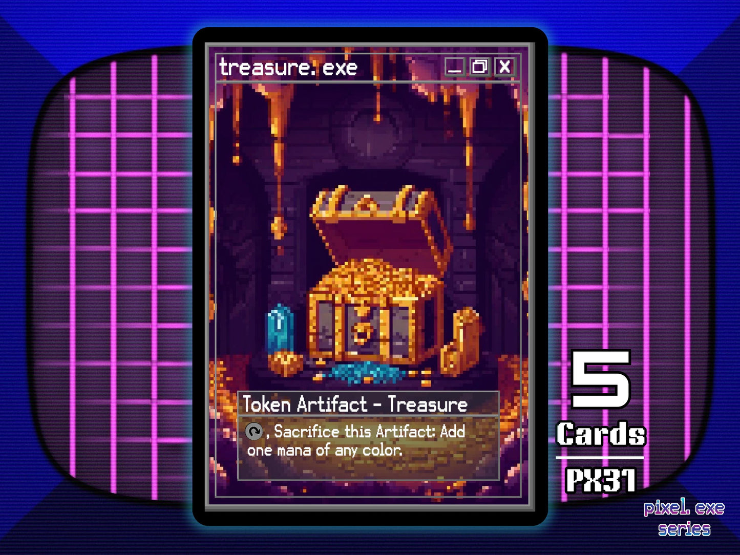 5x Treasure Artifact Token MTG - Pixel Tokens by Teddy PX31