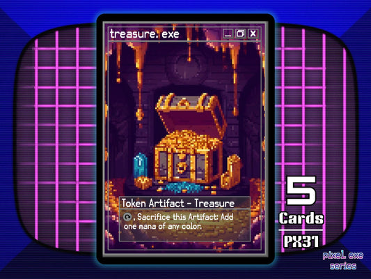 5x Treasure Artifact Token MTG - Pixel Tokens by Teddy PX31