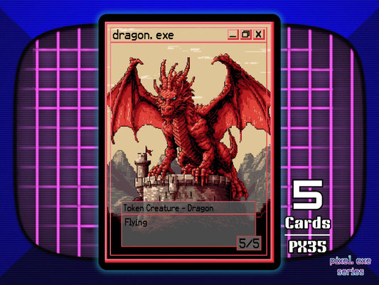 5x Dragon 5/5 Flying Red MTG Token - Pixel Tokens by Teddy PX35
