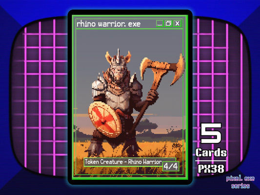 5x Rhino Warrior 4/4 Green MTG Token - Pixel Tokens by Teddy PX38