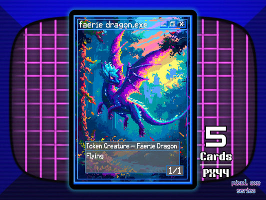 5x Faerie Dragon 1/1 Flying Blue MTG Token - Pixel Tokens by Teddy PX44