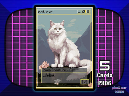 5x Cat 1/1 Lifelink White MTG Token - Pixel Tokens by Teddy PX06