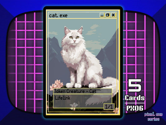 5x Cat 1/1 Lifelink White MTG Token - Pixel Tokens by Teddy PX06