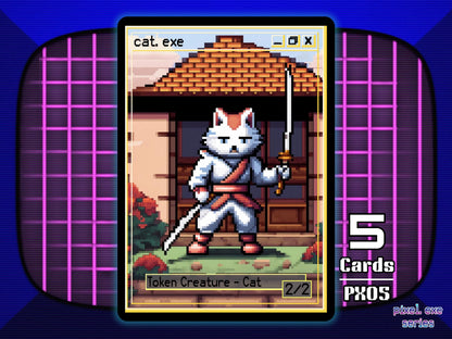 5x Cat 2/2 White MTG Token - Pixel Tokens by Teddy PX05