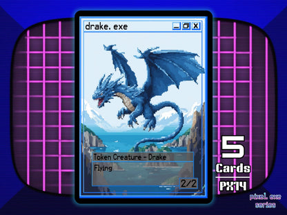 5x Drake 2/2 Flying Blue MTG Token - Pixel Tokens by Teddy PX14