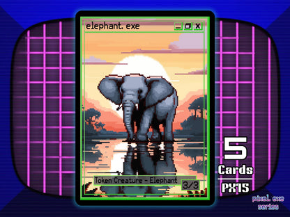 5x Elephant 3/3 Green MTG Token - Pixel Tokens by Teddy PX15