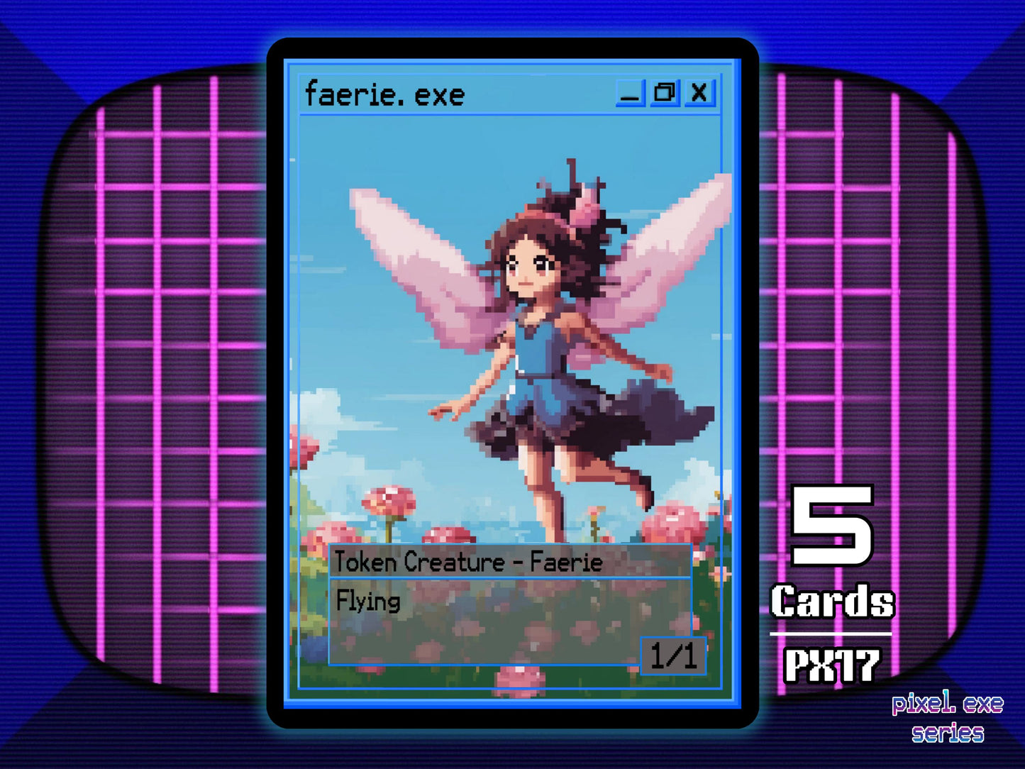 5x Faerie 1/1 Flying Blue MTG Token - Pixel Tokens by Teddy PX17