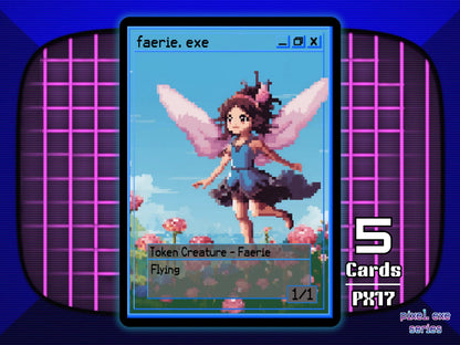 5x Faerie 1/1 Flying Blue MTG Token - Pixel Tokens by Teddy PX17