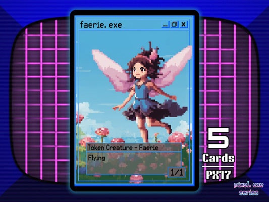 5x Faerie 1/1 Flying Blue MTG Token - Pixel Tokens by Teddy PX17