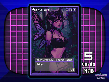 5x Faerie 1/1 Flying Black MTG Token - Pixel Tokens by Teddy PX18