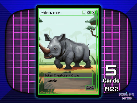 5x Rhino 4/4 Trample MTG Token - Pixel Tokens by Teddy PX22