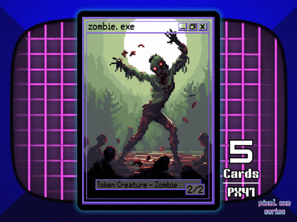 5x Zombie 2/2 Black MTG Token - Pixel Tokens by Teddy PX41