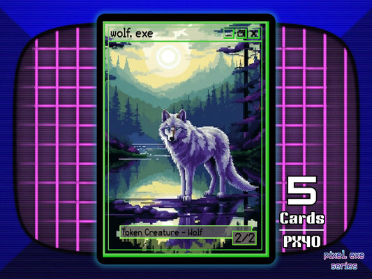 5x Wolf 2/2 Green MTG Token - Pixel Tokens by Teddy PX40