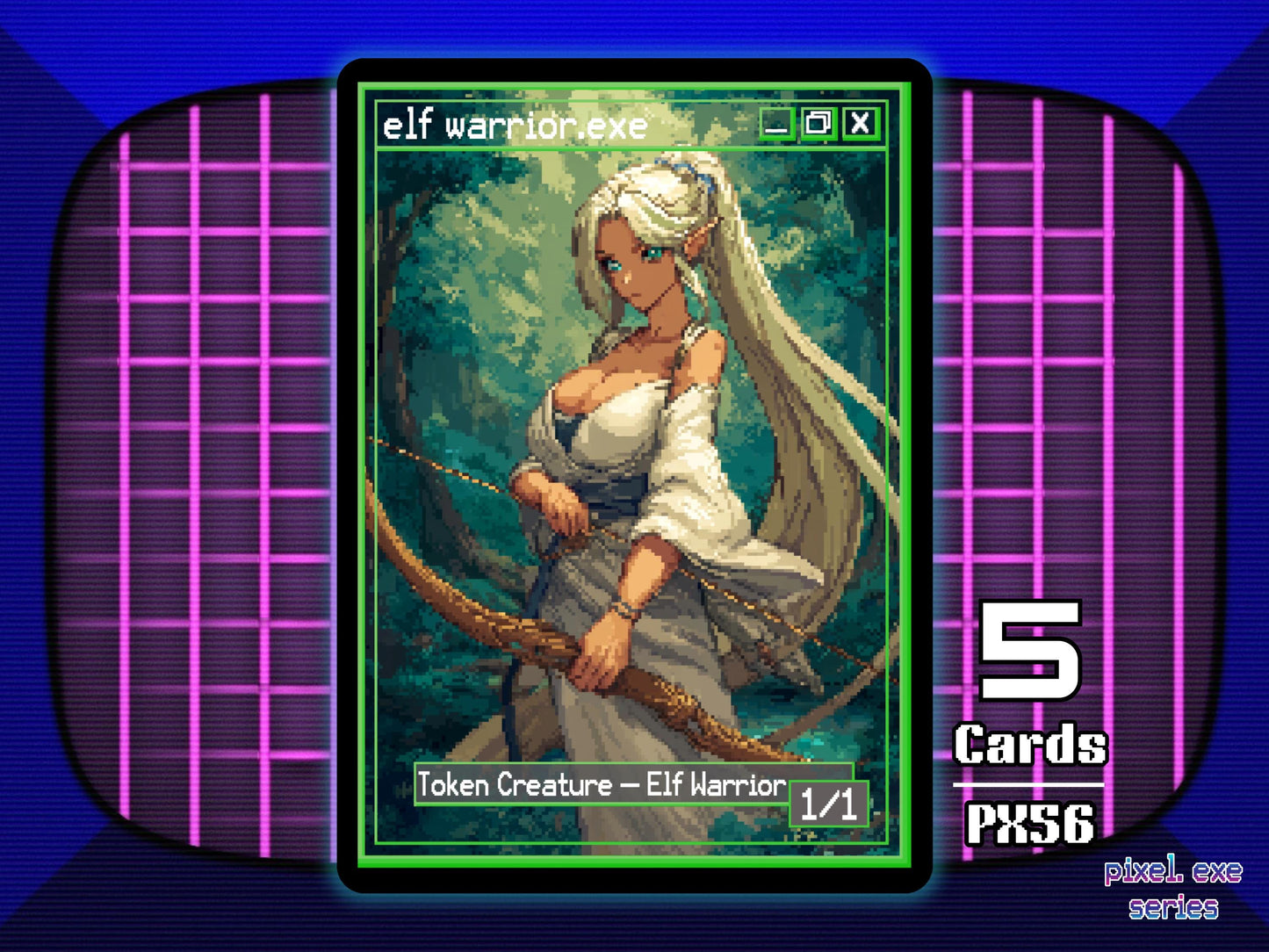 5x Elf Warrior 1/1 Green MTG Token - Pixel Tokens by Teddy PX56
