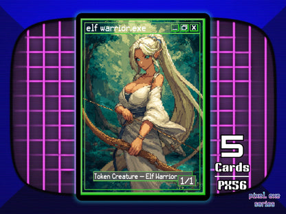 5x Elf Warrior 1/1 Green MTG Token - Pixel Tokens by Teddy PX56