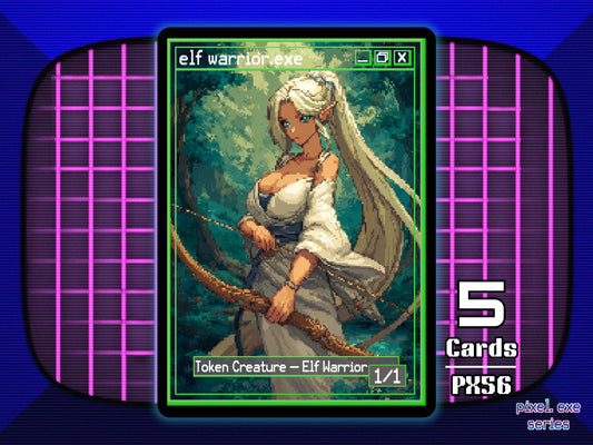 5x Elf Warrior 1/1 Green MTG Token - Pixel Tokens by Teddy PX56