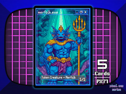 5x Merfolk 1/1 Blue MTG Token - Pixel Tokens by Teddy PX71