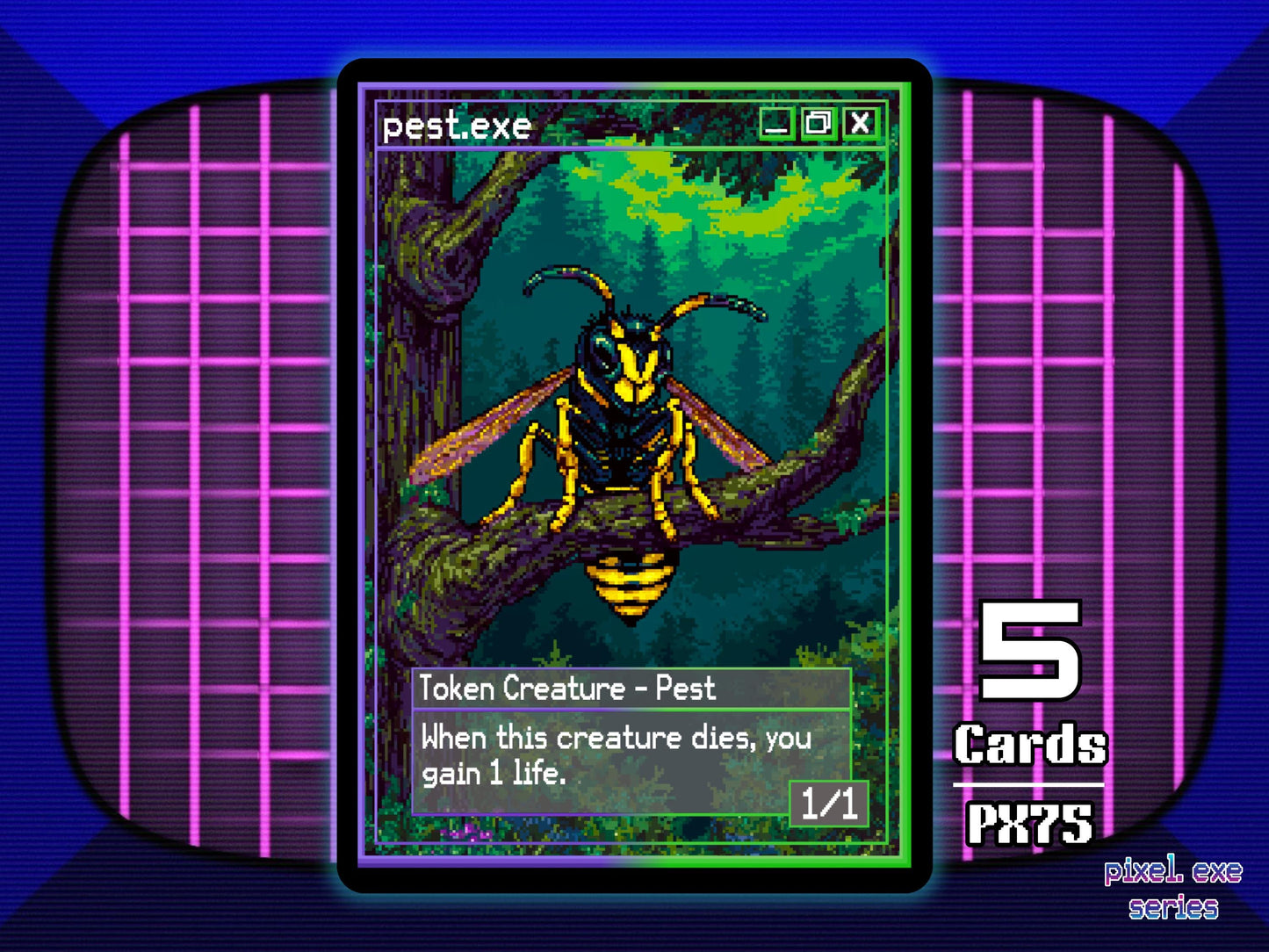 5x Pest 1/1 Black Green MTG Token - Pixel Tokens by Teddy PX75
