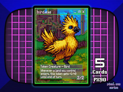 5x Bird 2/2 Green Landfall MTG Token Chocobo - Pixel Tokens by Teddy PX90