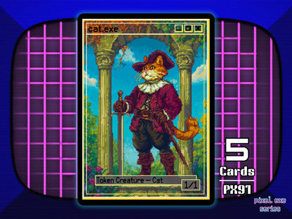 5x Cat 1/1 White MTG Token - Pixel Tokens by Teddy PX91