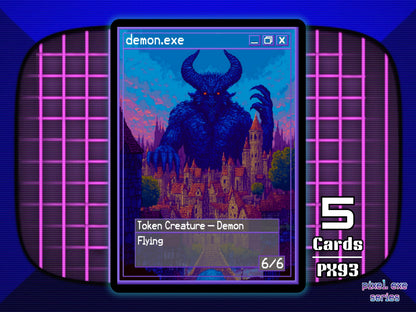 5x Demon 6/6 Flying MTG Token - Pixel Tokens by Teddy PX93