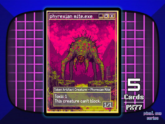 5x Phyrexian Mite 1/1 Toxic Can't Block MTG Token - Pixel Tokens by Teddy PX77