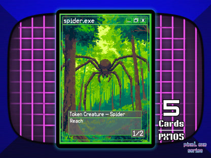 5x Spider 1/2 Reach Green MTG Token - Pixel Tokens by Teddy PX105