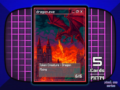 5x Dragon 6/6 Flying Utvara MTG Token - Pixel Tokens by Teddy PX114