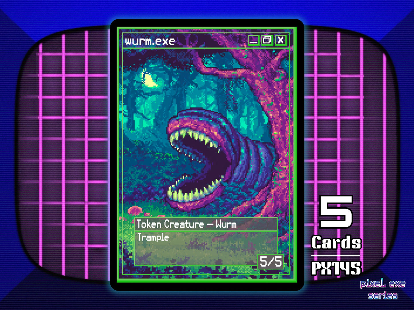 5x Wurm 5/5 Trample Green MTG Token - Pixel Tokens by Teddy PX145