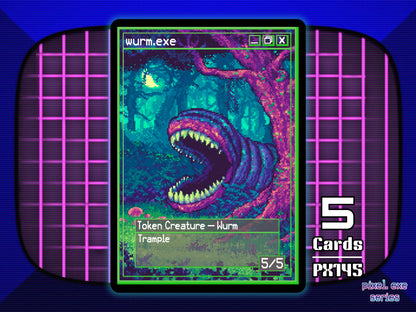 5x Wurm 5/5 Trample Green MTG Token - Pixel Tokens by Teddy PX145