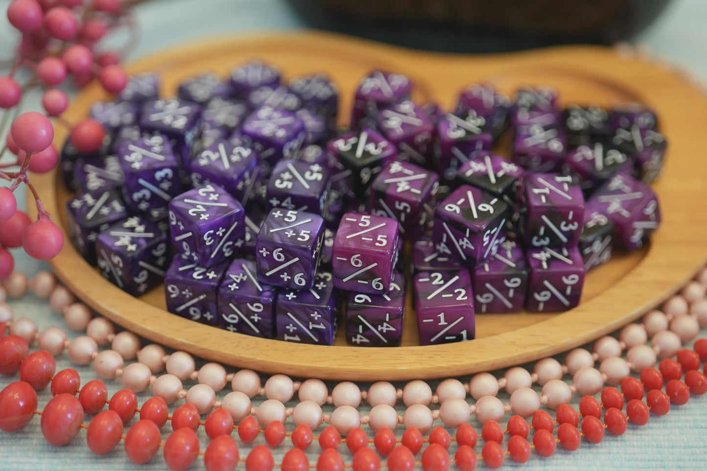 Counter Dice + / - , Magic TCG,  Purple & Pink Marble Color Theme, perfect for any magic the gather deck! Edh, Cedh Magic Deck!