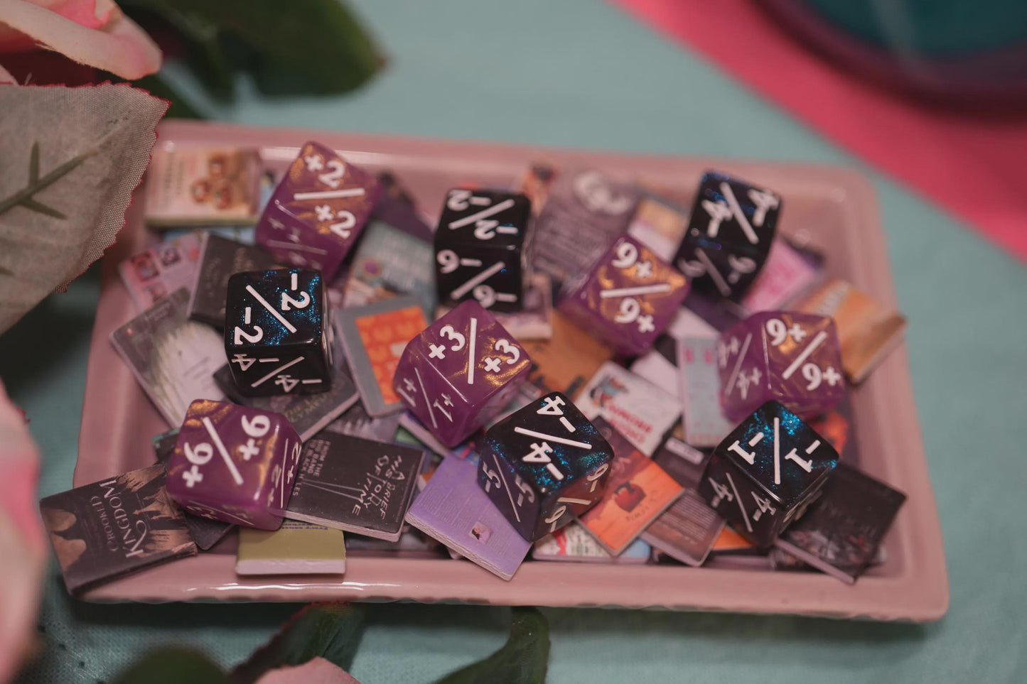 Counter Dice + / - , Magic TCG, Pink & Blue Galaxy Theme, perfect for any magic the gather deck! Edh, Cedh Magic Deck! Great gift for nerds!